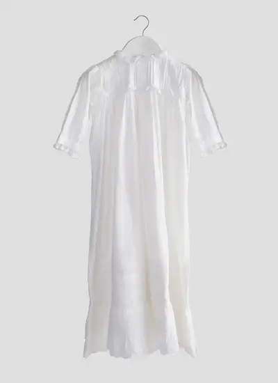 Traditional Long Sleeved White Embroidered Christening Gown